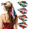 Sciarpa con Bordi Colorati Foulard Quadrato Grande Tessuto Raso Imitazione Seta Sciarpa Stampa Floreale Vivace Delicata sulla Pelle Collo Turban Multiuso