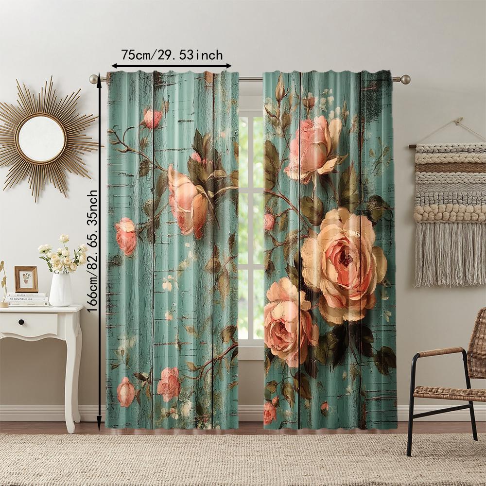 2 pcs   versatile polyester transparent curtains for home decoration rose board for use in bedrooms and living rooms