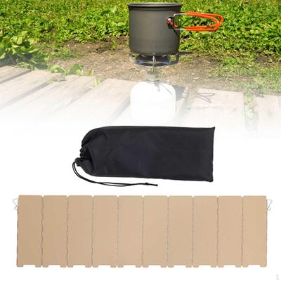 Camping Furnace Windscreen Foldable Windshield 10 Plate Compact Wind Protector Stove