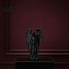 Gothic Angel Decor 3D Printed Sculpture Decoration, Dark Decoration with Detailed Feather Texture, Matte Black Figurine for Home Office Halloween Gift