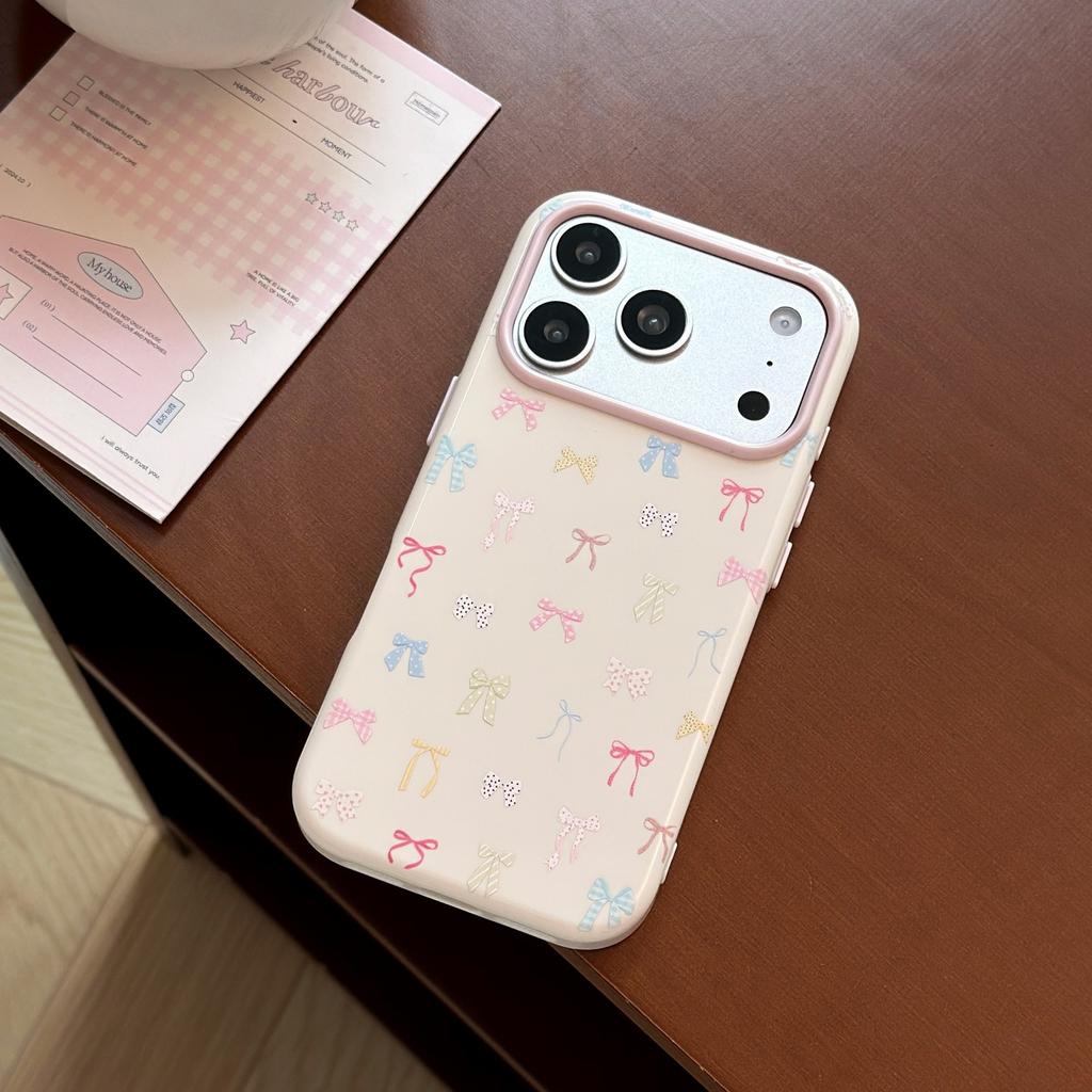 Bow ins wind apple 17pro mobile phone case iphone16 anti-drop 15 high value 14 soft cover 13 suitable for Korea
