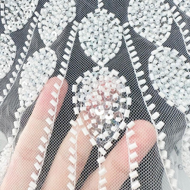 Beaded Sequins Sew on Collar Patches for Wedding Dress Evening Gown Embroidered Beads Sequins Sew on Patches Applique