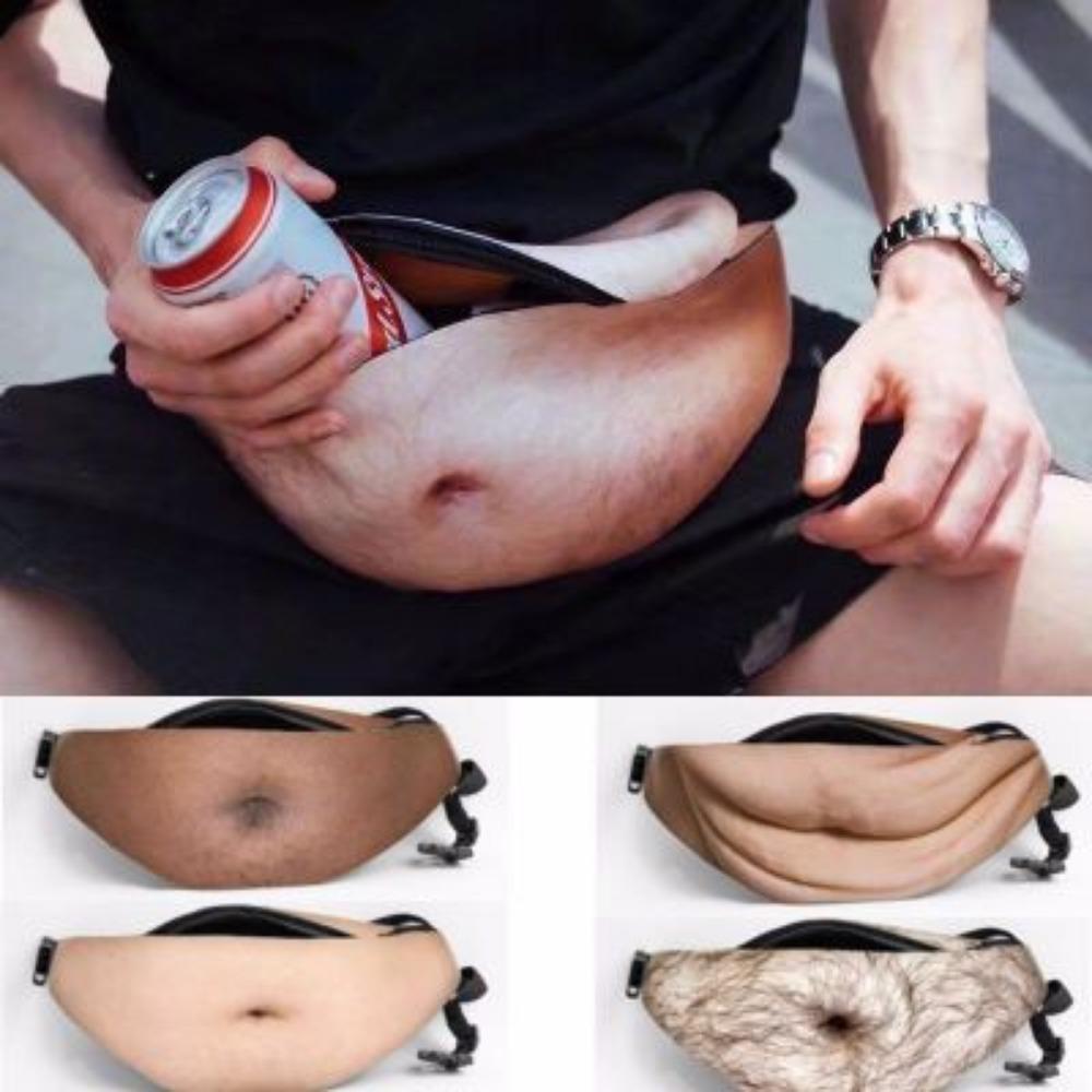 Creative and Weird Fat Belly Fanny Pack Anti-harassment Beer Belly Fanny Pack Pu Belly Leather Fanny Pack