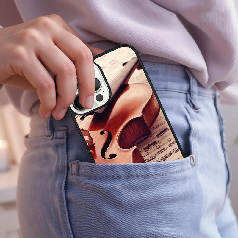 Musical Violin Guitar Phone Case For iPhone 17 Air 15 16e 14 13 Pro Max Coque 12 11 Pro Max PLUS cover