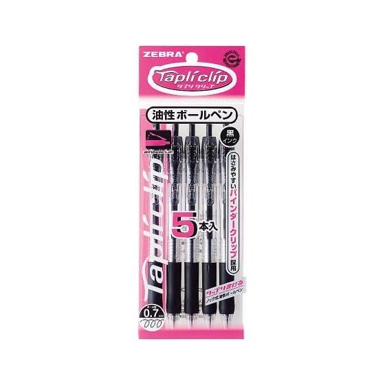 Zebra Oil-Based Ballpoint Pen Tapli Clip 0.7 Black 5 Pieces P-BN5-BK5