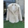 2026 Fall Winter Womens Mid-Length Faux Mink Fur Coat Notched Lapel Regular Sleeve Street Style
