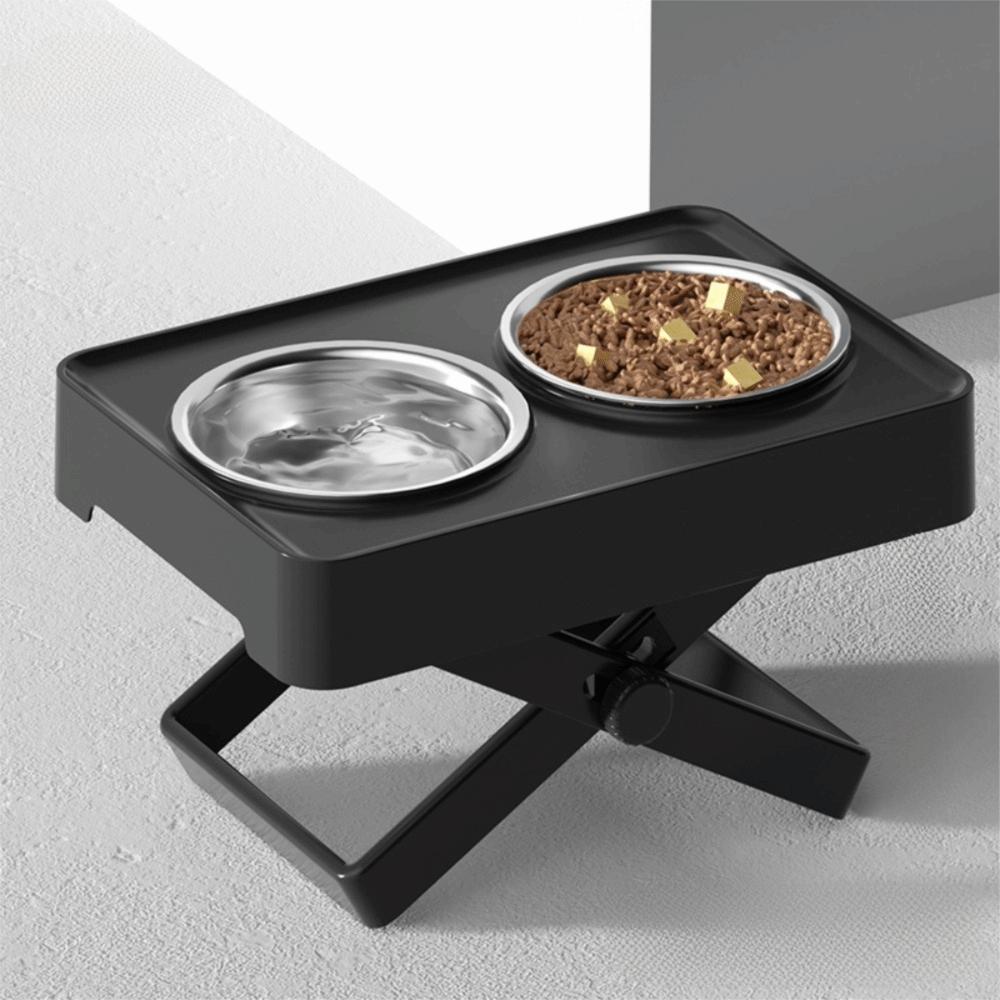 Verstellbare Höhe Halskrause Hund Napf Edelstahl Doppelnapf Design Hund Futter Napf Auslaufsicher Stabil