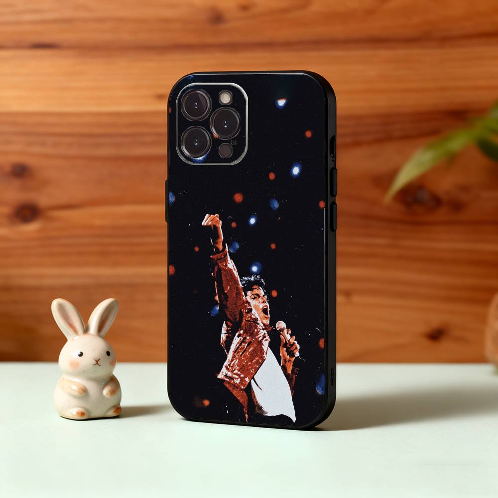 1-1pc S-Singer Michael Jackson Phone Case For iPhone17,16,15,14,13,12,Plus,Pro Max, 5G Others Soft Black Cover