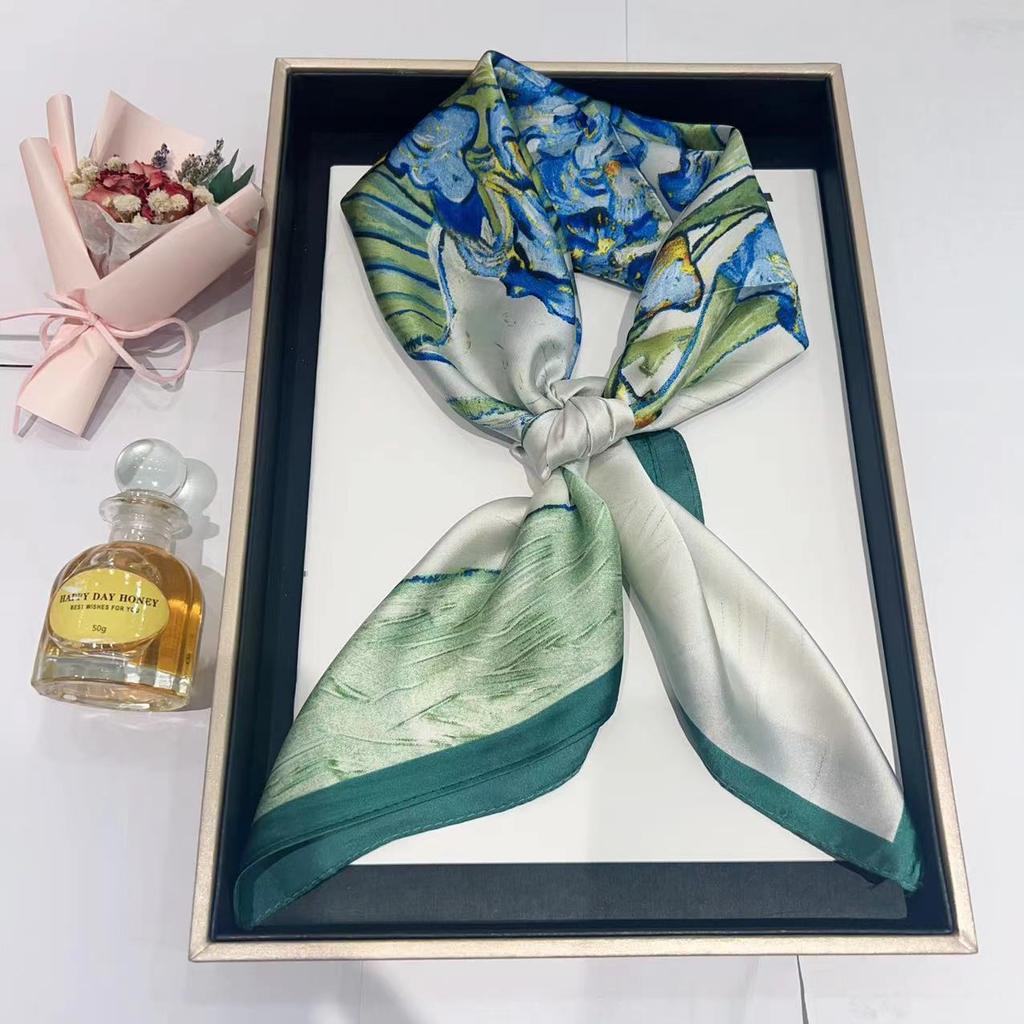 Hedvábný šátek pro ženy, módní všestranný, vysoký smysl, 70 čtverečních stop, ochrana krku, šátek, retro šátek, taška