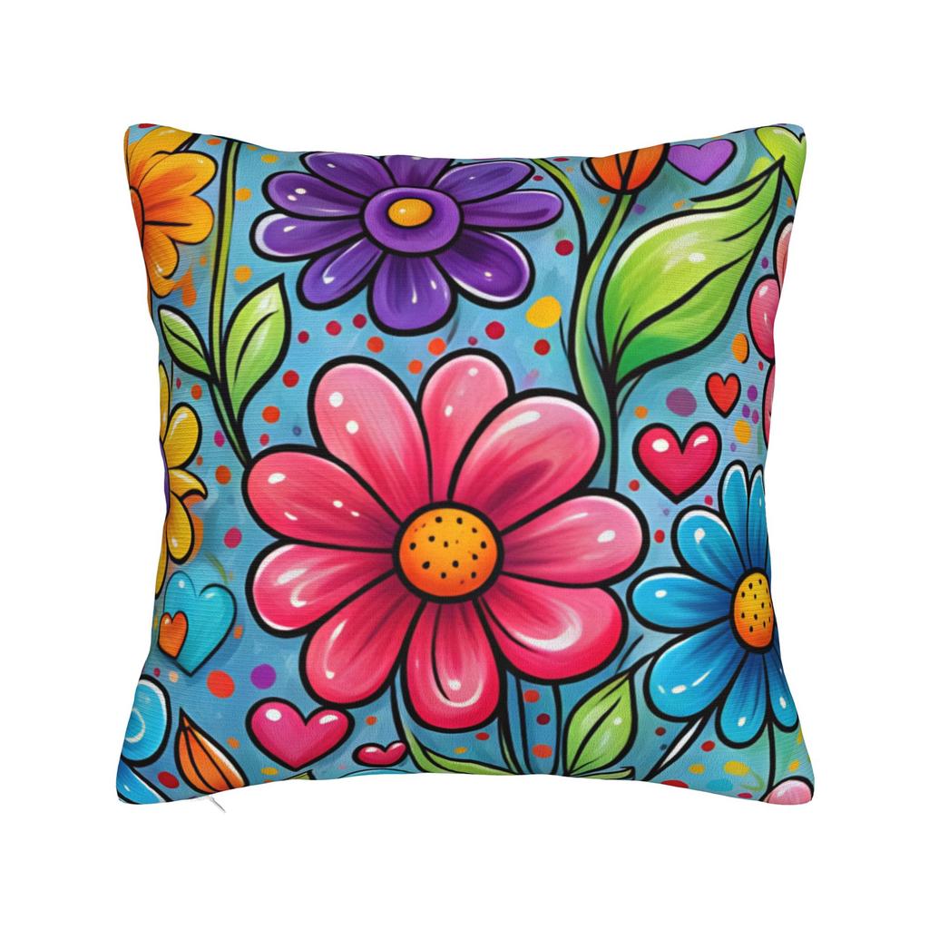 Neon Sunflower Tropical Pillow Case Retro Trendy Pillow Cover Square Pillowcases For Sofa Home Decoration