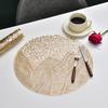 Round PVC Placemats with Gold Foil Leaf Pattern Heat Resistant Waterproof Table Mat Warm Dining Atmosphere Mats for Home Dining Party Decor