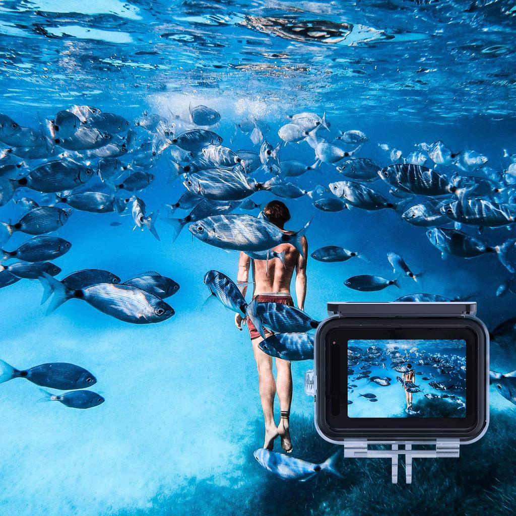 AuyKoo Gopro Hero 9 Vanntett Etui Vanntett Hus Beskyttende Etui Gjennomsiktig Støvtett Beskyttelse Lettvekt Gopro Tilbehør Undervanns