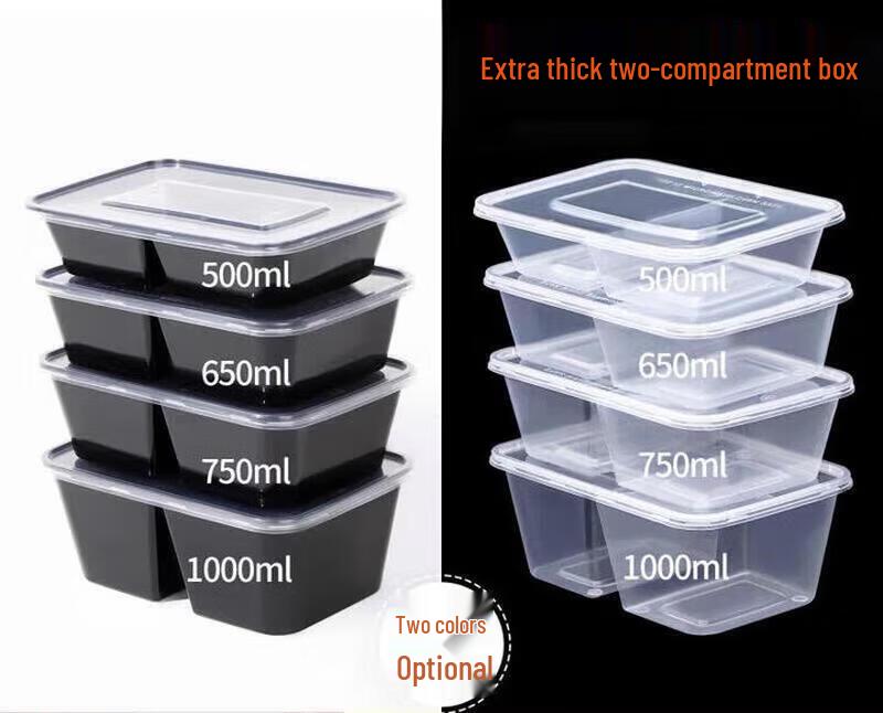 Disposable 2-Compartment Takeout Containers