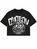 Emotion Cartoon Graphic Tee, Comfortable Casual Short Sleeve, Heavyweight Printed T-Shirt Halloween