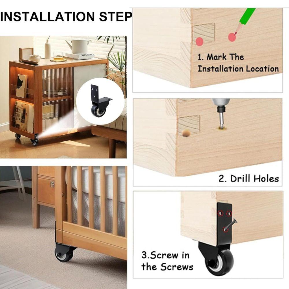 L Shape Plate Furniture Caster Silent Load-Bearing Caster Portable Hardware Caster Office