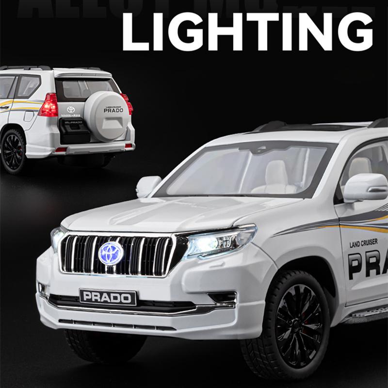 1/18 Toyota Prado Land Cruiser SUV Legierung Automodell Druckguss Metall Spielzeug Geländewagen Automodell Ton und Licht Kindergeschenk