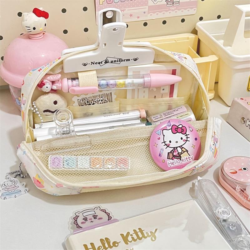 

Милый складной ручной пенал Hello Kitty Китти Большая вместимость Портативная сумка для хранения Девочковая студенческая канцелярия Пенал Подарки