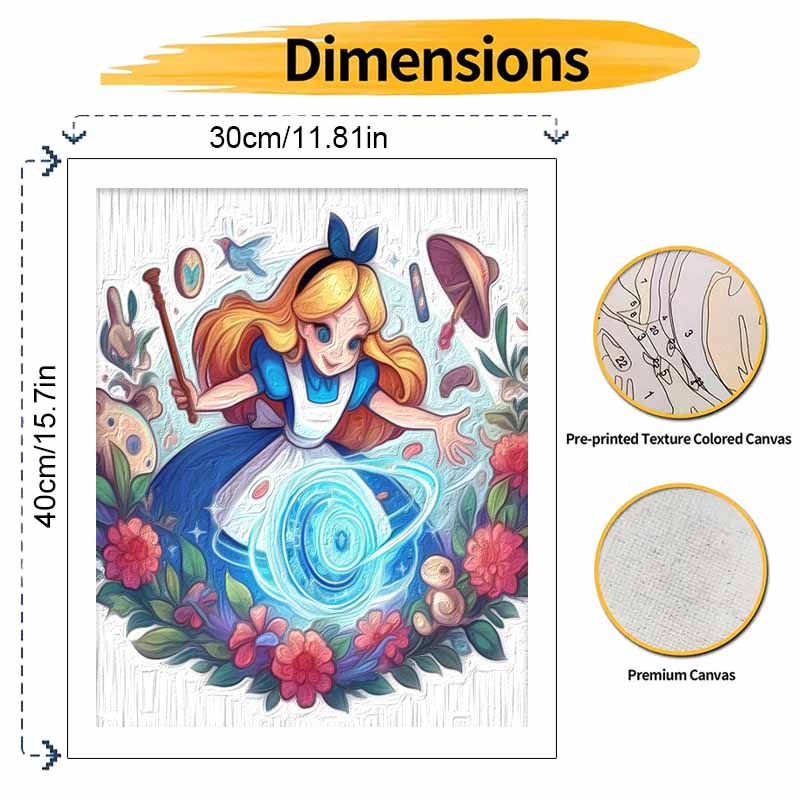 Disney Alice Magic Oil Painting Art Painting Kit Handmade Diy Gift Home Decoration Wall Art Aesthetic Decor Bedroom Craft Supplies Kit