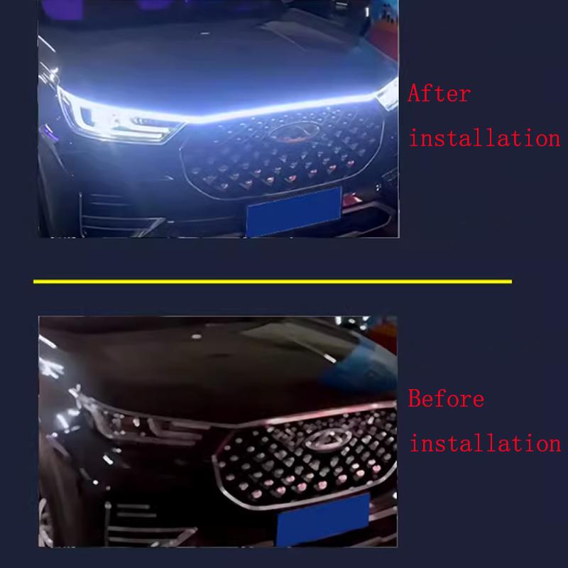 Chery Tiggo 8 Pro Car LED Hood Daytime Running Light Strip Waterproof Flexible Auto Decorative Through Lamp