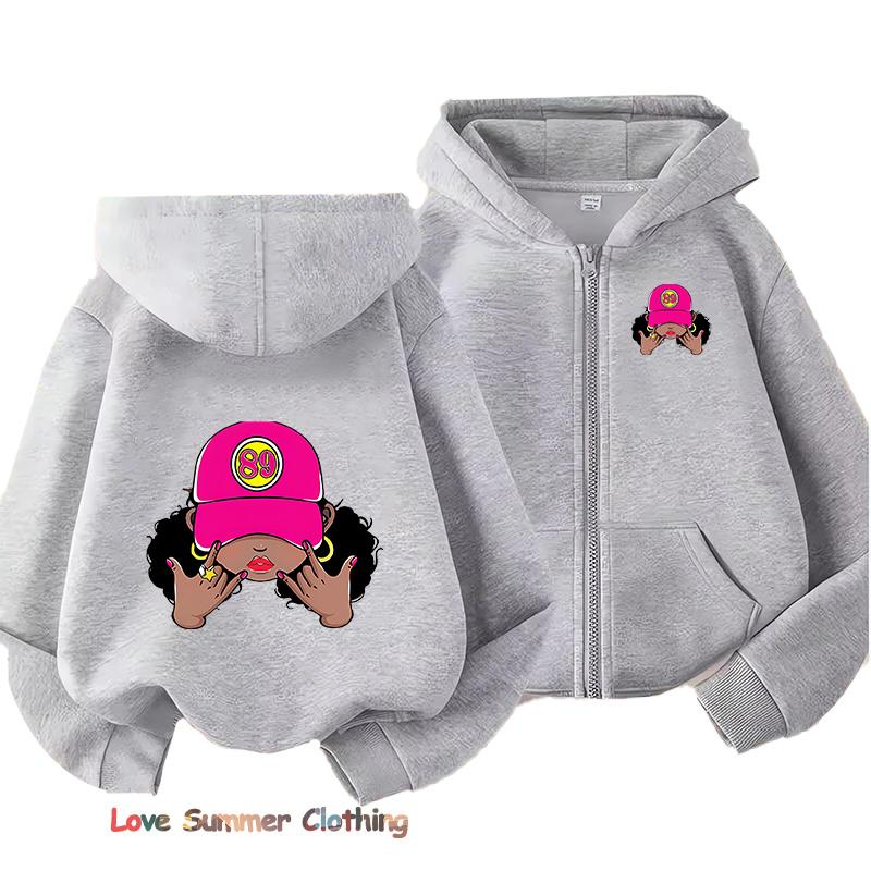 Felpa con zip per bambina Y2k Ragazza Nera Hip Hop Ragazze Giacca con cappuccio Autunno Zip Autunno Ombra Felpa con cappuccio casual Taglia 100-160