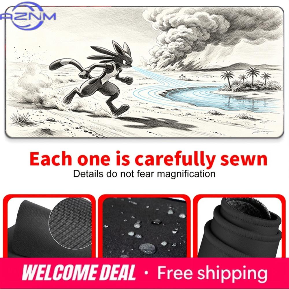 Lucario Desert Sketch Gaming Mouse Pad with NonSlip Rubber Base 30x80x0.2cm