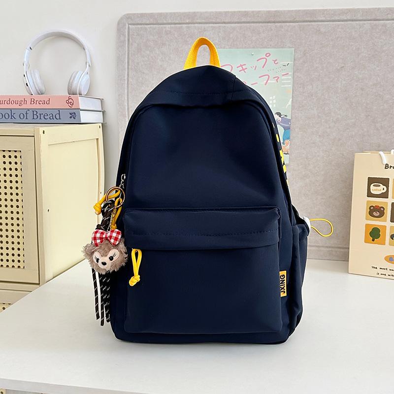 Schoolbag Japanese schoolbag female college student ins large capacity, simple solid color alphabet backpack male junior high school backpack