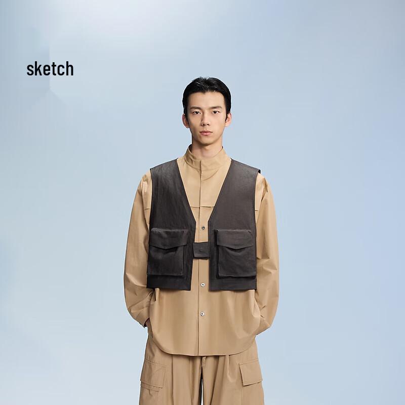 CROQUIS Men s 2024 Autumn Loose Fit Stand Collar Long Sleeve Cotton Casual Shirt XS