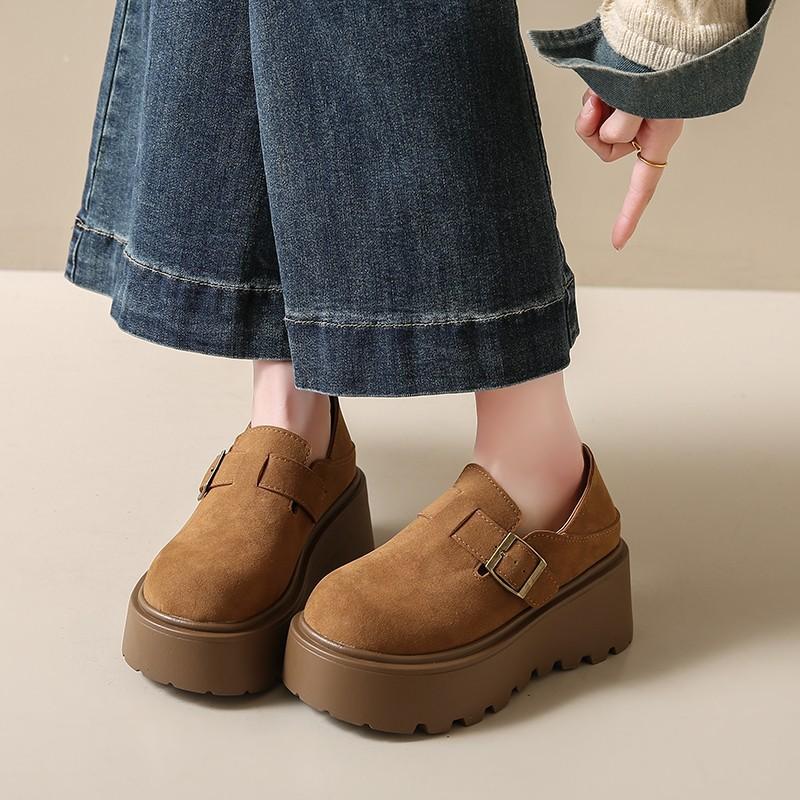 Winter muffin thick-soled heightened women's new one-pedal velvet Boken two cotton shoes