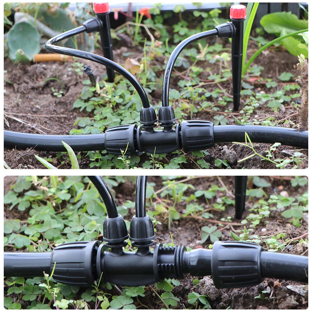 16PE Rör Bevattningskopplingar: Trevägs, Låsbar Reducerare, Sexvägs Trädgårdsdroppkoppling