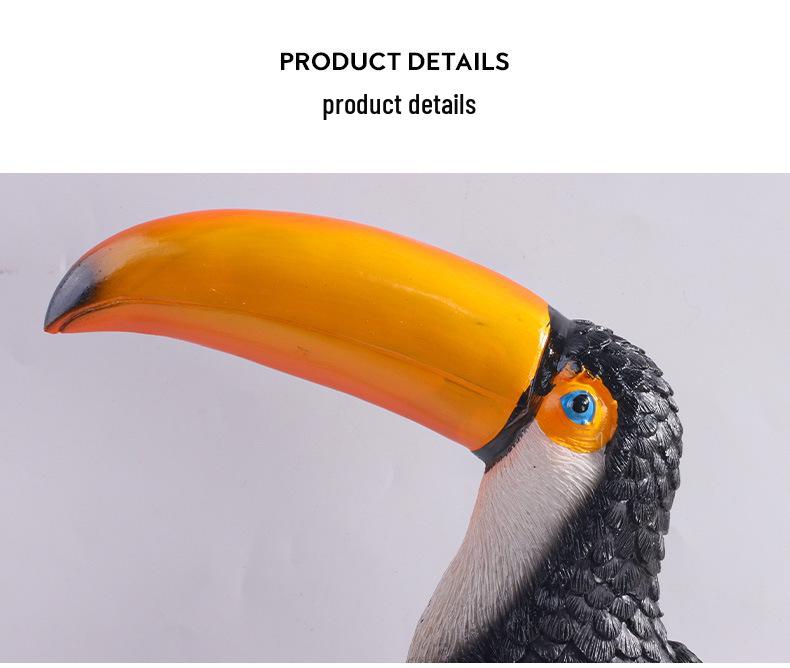 Toucan Resin Hanging Ornament - Decorative Animal Accent for Home, Garden, Wall, or Balcony