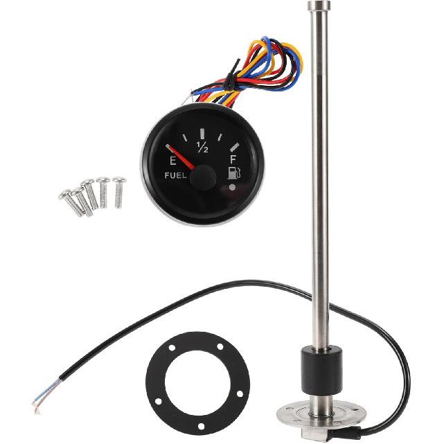 1set Fuel Sending Unit and Gauge Kit 11.81  Length Boat Fuel Sending Unit Marine Fuel Sender Unit Black Silver Tone Metal 0-190 Ohm