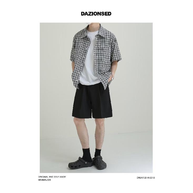 Summer New Plaid Shirt Men'S Style Retro American Short Sleeved Shirt Japanese Shirt Jacket