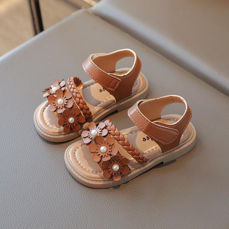 Girls' Floral Sandals New Summer Children's Shoes Princess Shoes Korean Version Soft Sole Non-Slip Toddler Baby Shoes