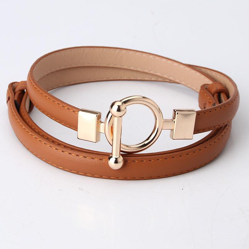 Womens Adjustable Pu Leather Belt With Metal Buckle For Office And Casual Wear