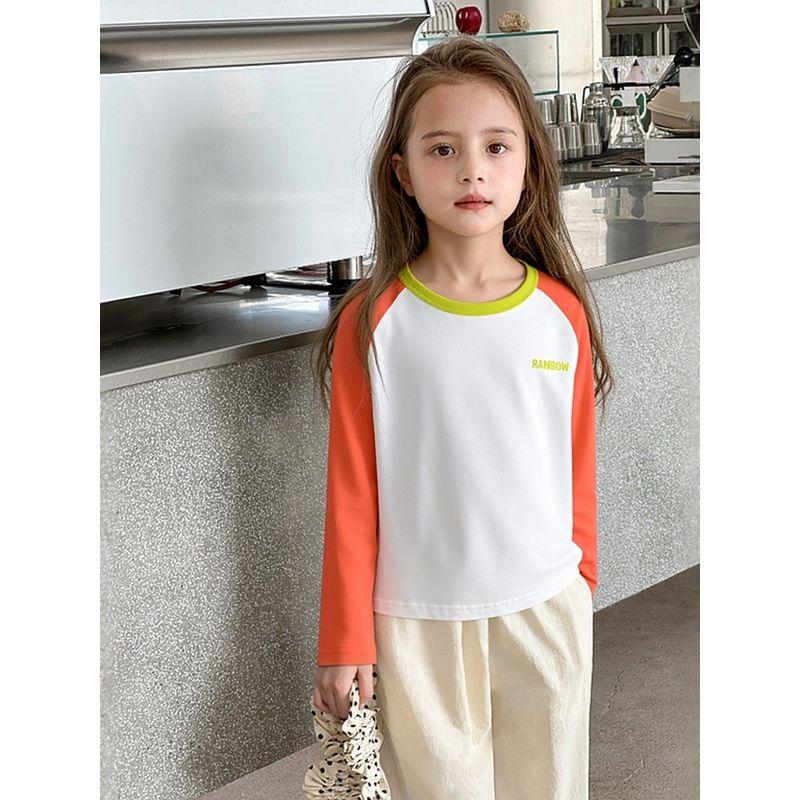 Brand Foreign Trade Children's Clothing Spring New Style Girls' Round Neck Pure Cotton Base Shirt Children's Long-Sleeve T-Shirt Baby Clothes Ins