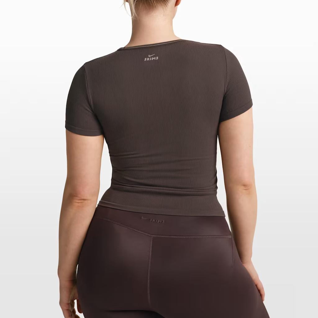 Nike X SKIMS Ribbed Seamless Fitted Crew Neck Retro Short Sleeve T-Shirt Women Tops SSSSL9718W-PHR