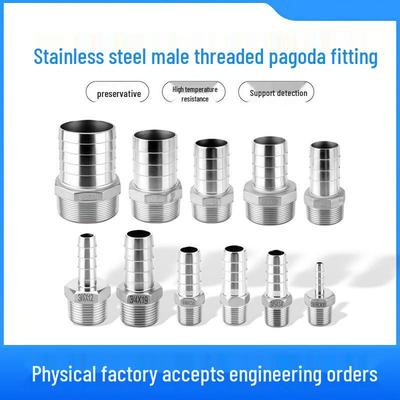 304 Stainless Steel Hexagonal Male Thread Hose Connector (1/4", 3/8", 1/2", 3/4")