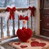 1 Set Valentine's Day Porch Goose Outfits Outdoor Garden Lawn Yard Goose Statue Velvet Bow Love Heart Costume Holiday Party Dress-up Clothing