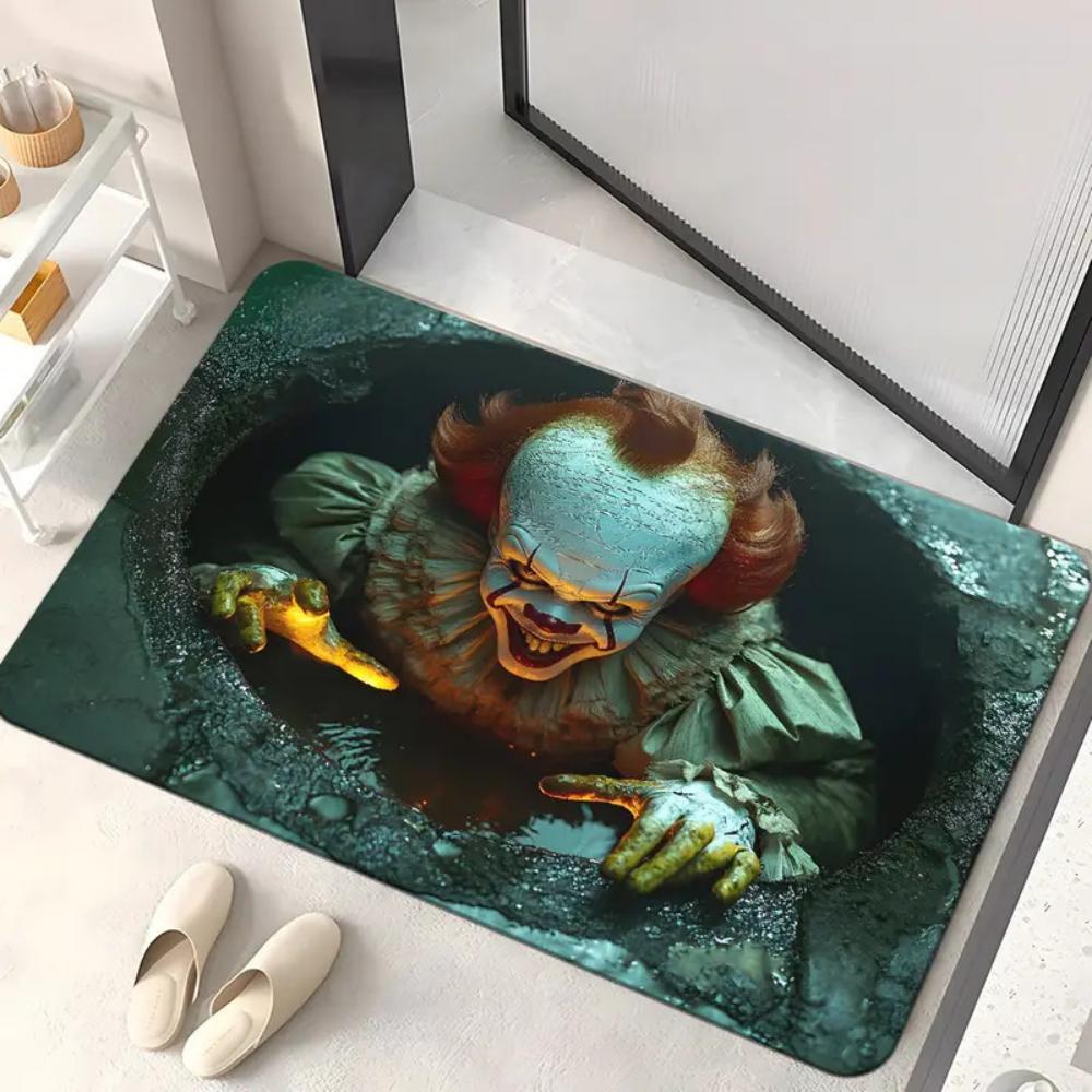 Halloween Door Mat Spooky Pennywise Clown Door Mat Living Room, Bedroom, Kitchen, Entrance Anti-slip Floor Mat Hallway Floor Mat