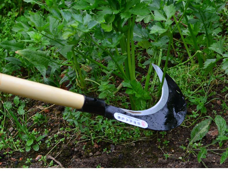 Large Outdoor Manganese Steel Weed Scythe - Long Handle Sickle for Grass Cutting and Corn Harvesting