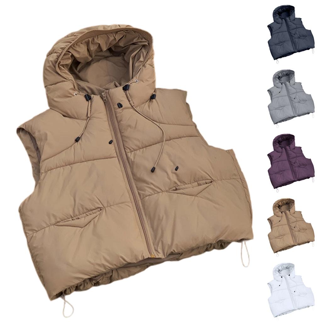 Women's Hooded Short Loose Slim Warm Down Vest