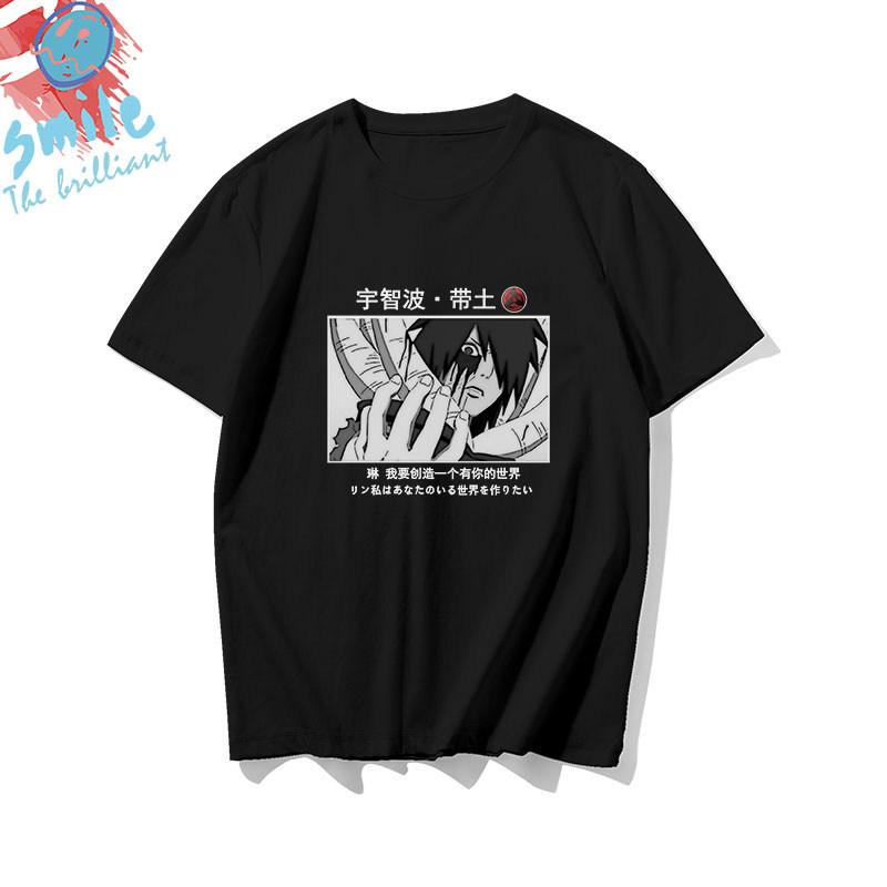 Black childrens Tshirt Japanese anime Naruto peripheral pure cotton printed parentchild outfit summer casual loose Tshirt
