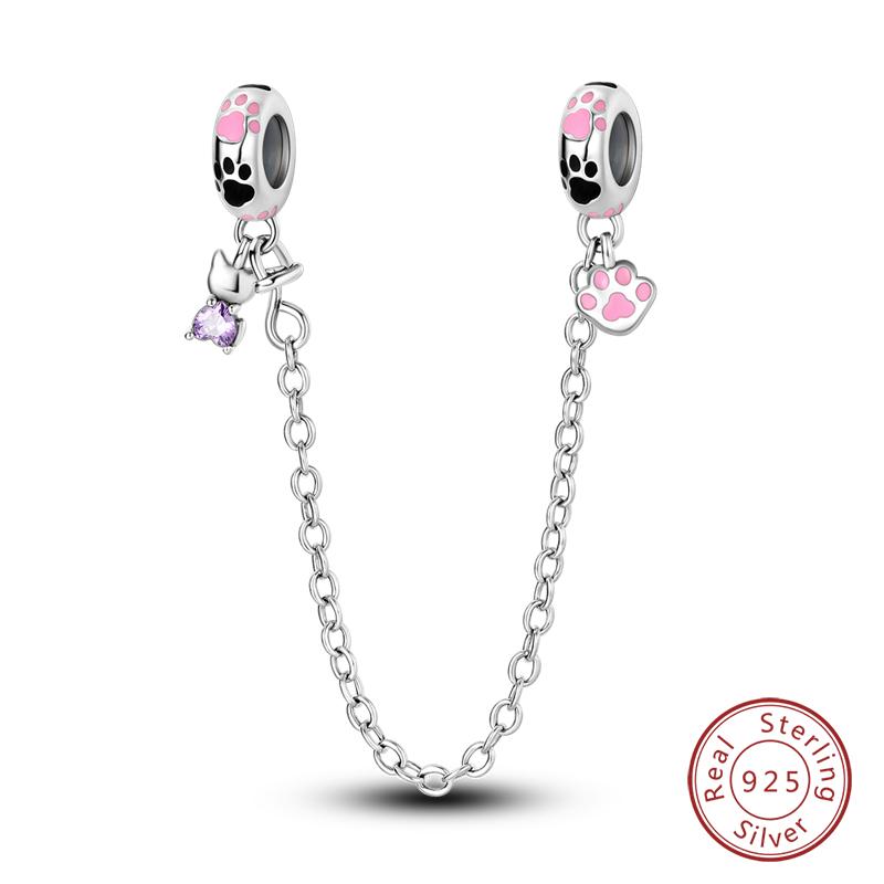 Copper Heart Shaped Keylock Cross Pattern Fantasy Cat Claw Safety Chains Fit Qikaola Original Bracelets Diy Jewelry