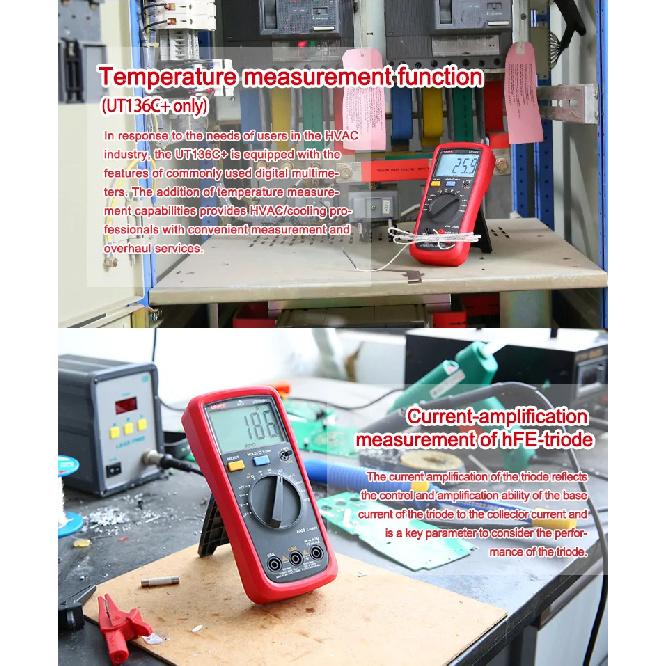 UNI-T UT136B+ Digital Multimeter Large LCD Dual Display 1000V 10A AC DC Voltmeter Current Test Meter UT136C+