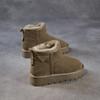 Johnature Genuine Leather Thick Soled Snow Boots Cow Suede And Plush Warm Women's Cotton Shoes