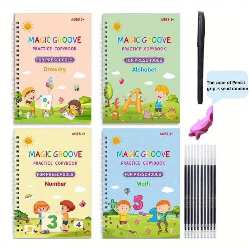 Children's Magic Reusable Tracing Writing Hard-Pen Calligraphy Practice Book Grooved Student Copybook for Practice