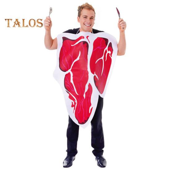 

Костюм для выступлений, поддельный стейк, висящий на шее, яркий цвет, свободный костюм для вечеринки на Хэллоуин, сценический костюм для выступлений, реквизит для фотосъемки