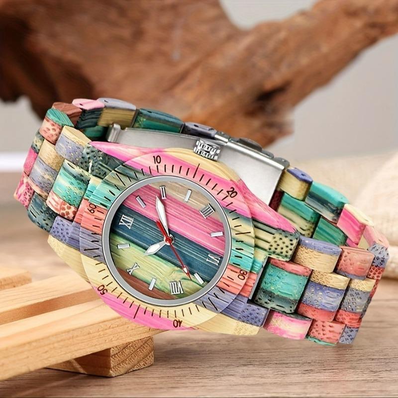 Ladies Color Bamboo and Wood Casual Quartz Wood Watch