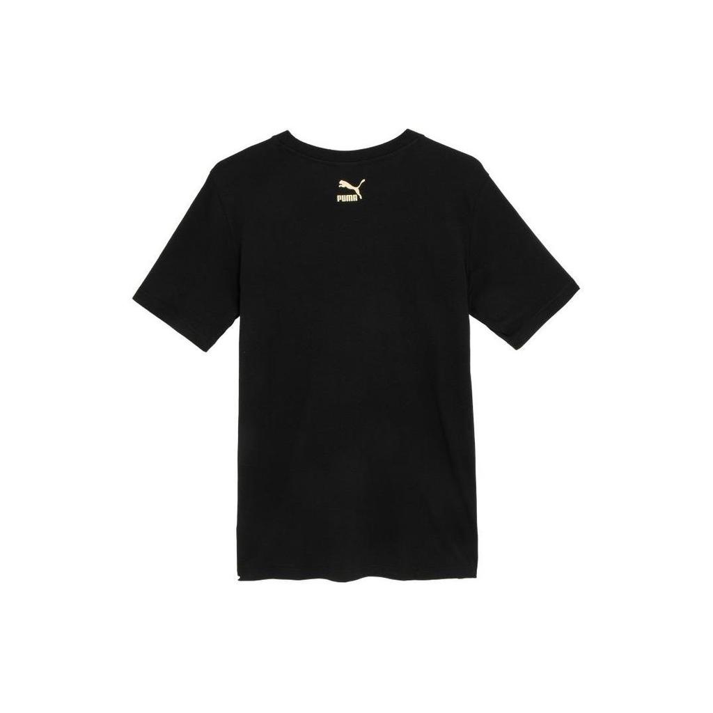 PUMA Casual Letter Print Crew Neck Short Sleeve T-Shirt With Drop Shoulder Men Tops Black 625824-01