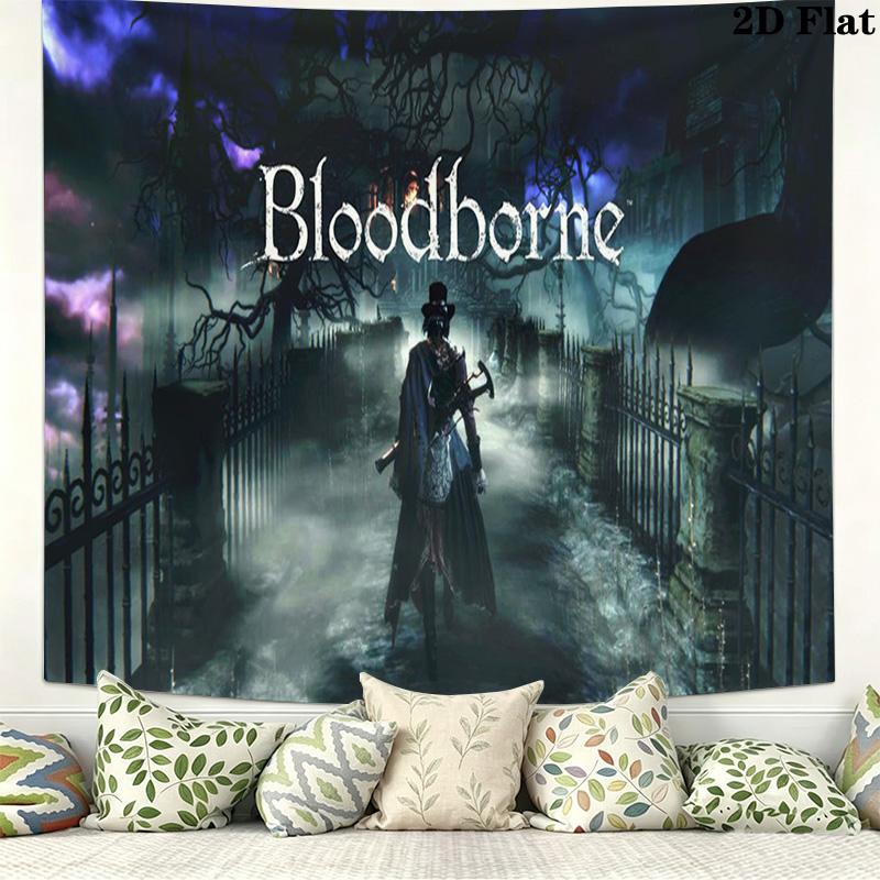Bloodborne Wall Tapestry Aesthetic Wall Hanging Printed Fabric Blanket Decorative Tapestries for Bedroom Living Room Home Decor